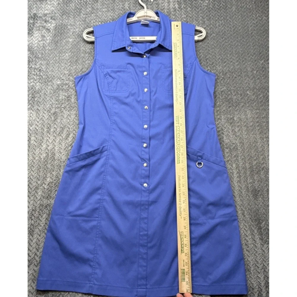Daily Sports Sleeveless Dress XL Sweden Athleisure Golf Blue Silver Snap Pockets - Picture 11 of 11